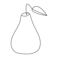 Pear abstract One line drawing Whole fruit and a slice Line art with text illustration vector
