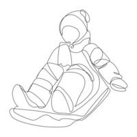 One continuous line drawing of snowboarder man hand drawn line art minimalist design. vector