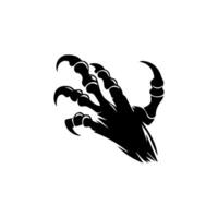 A black and white silhouette of a claw hand vector