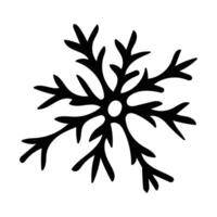 Black and white illustration of doodle snowflakes on a white background. vector