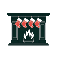 A fireplace with stockings hanging from it png
