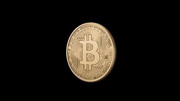 A coiling loop bitcoin coin with an alpha channel video
