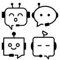 Chatbot ai robot assistance, speech bubble message communication icon. Chatting dialogue flat design. Smart assistant artificial intelligence technology, online messaging help support symbol. vector