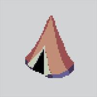 Pixelated Camping Tent. Simple Hiking Camping Tent Icon pixelated for the pixel art game and icon for website and game. old school retro. vector