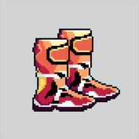 Pixelated Motocross Boots. Dirt Bike Motocross Boots Icon pixelated for the pixel art game and icon for website and game. old school retro. vector