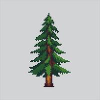 Pixelated Forest Tree. Simple Forest Spruce Tree Icon pixelated for the pixel art game and icon for website and game. old school retro. vector