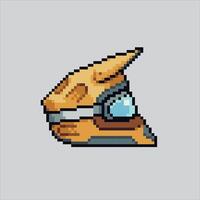 Pixelated Motocross Helmet. Dirt Bike Motocross Helmet Icon pixelated for the pixel art game and icon for website and game. old school retro. vector