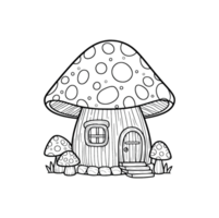 A mushroom house with a door and windows in drawn style png