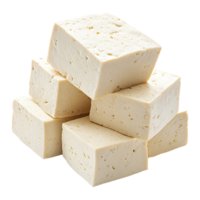 Heap chopped raw tofu cubes stacked isolated on transparent background png