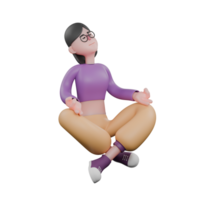 3D Model of Animated Dancer. A female dancer sits cross-legged on the floor facing right with her head tilted upward and both palms on her knees. Entertainment Design png