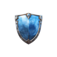 a shield with a blue background on a transparent background png