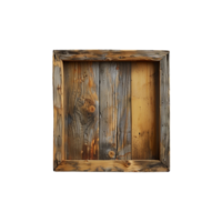 a wooden shelf with a square frame on a transparent background png