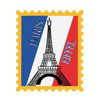 Stamp of the Eiffel Tower with French color, Perfect for print, apparel, shirt, etc vector