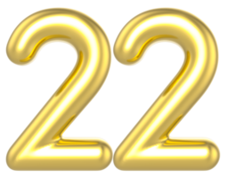 22 Number Gold Render png