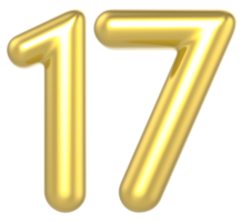 17 Number Gold Render png