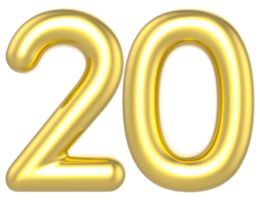 20 Number Gold Render png