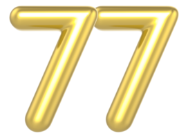 77 Number Gold Render png
