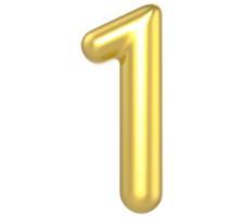 1 Number Gold 3D Render png