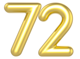 72 Number Gold Render png