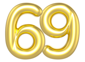69 Number Gold Render png