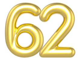 62 Number Gold Render png
