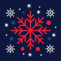 Dark blue red snowflakes christmas background. Generate Ai vector