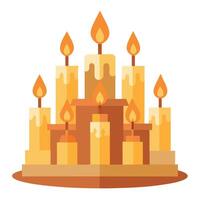 Burning candles in church. many burning candles in shallow depth of field. vector