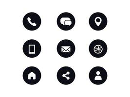A set of black and white icons on a white background vector