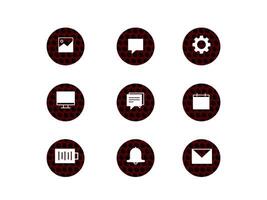 Red and black circular icons on a white background vector