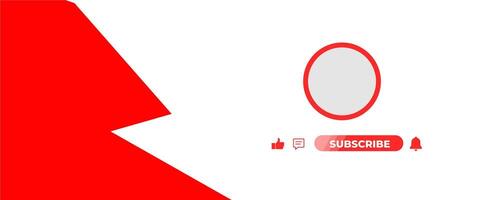 A red and white background with a subscribe button vector