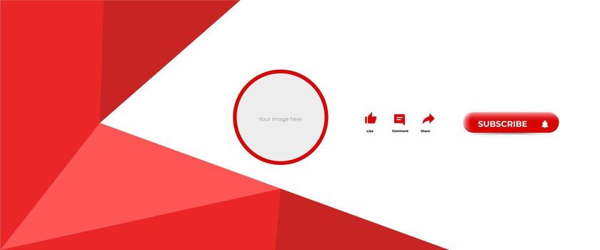 A red and white background with a button and a red arrow vector