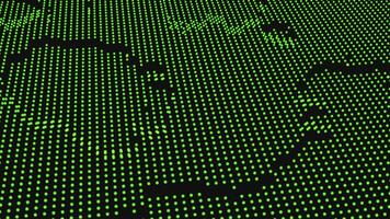A green dot map of the world on a black background video