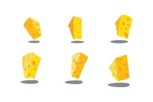 set of six unique cheese illustrations in style, easily editable file. vector