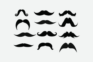 Set of mustaches silhouette illustration, easily editable vector