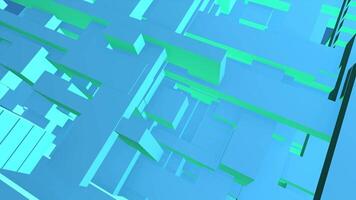Abstract blue and green 3d animation of a building video
