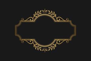 Elegant vintage gold retro frame on black background, with patterns, with empty space . illustration vector