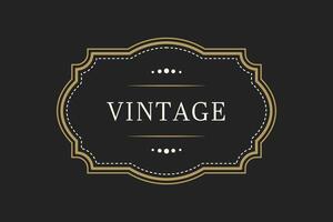 Elegant vintage retro frame on black background, with patterns, with text . illustration vector