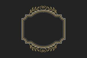 Elegant vintage retro frame on black background, with patterns, with copy space . illustration vector