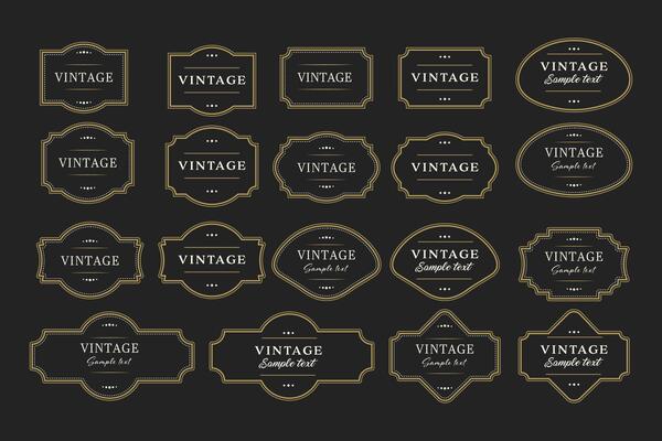 Elegant set of vintage retro frames on black background with text. illustration