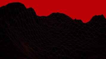 A red background with mountains in the foreground video