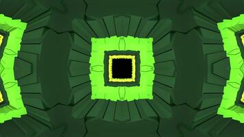 A green and yellow abstract pattern with a square in the center video