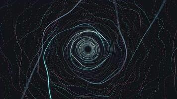 A black background with a circular shape in the center video