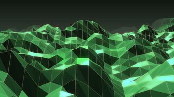 A green and black background with a mountain range video