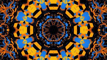 A colorful abstract pattern with blue, orange and black video