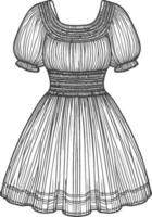 Fashion technical drawing of peplum top with puff sleeves and square neckline vector