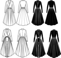 Set dress drawing with long short Template vector