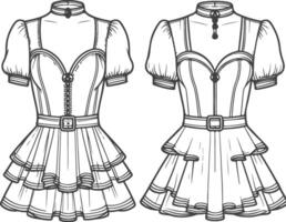 Two dresses with ruffles and bows vector
