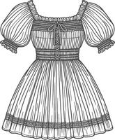 buttons down front gathered skirt with ruffle hem vector