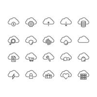 Outline Cloud Icon Set Design vector