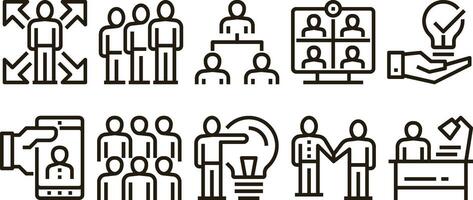 Teamwork thin line icons set collection design vector